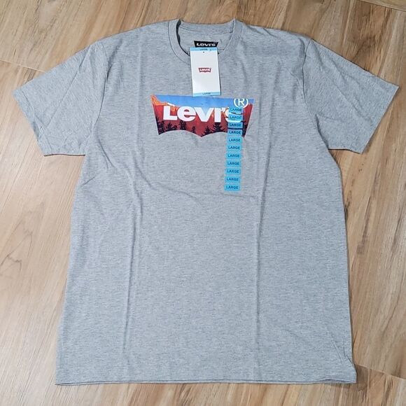 🔹️NWT Levi's Gray Mountain Scene Logo Short Sleeve Top Men's XLarge - Picture 2 of 6